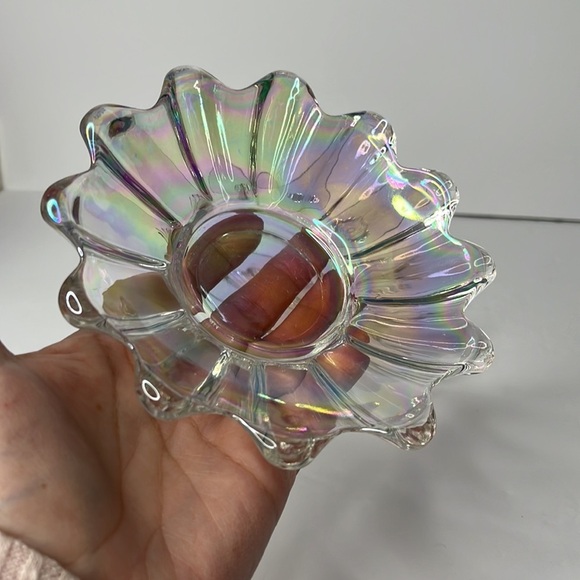 Vintage Federal Glass Iridescent Carnival Glass Bowl Lot of 2 Trinket Dish 1.75” - Picture 5 of 12